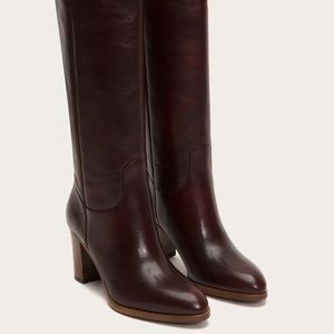 FRYE JUNE TALL BOOTS IN REDWOOD MADE IN ITALY
